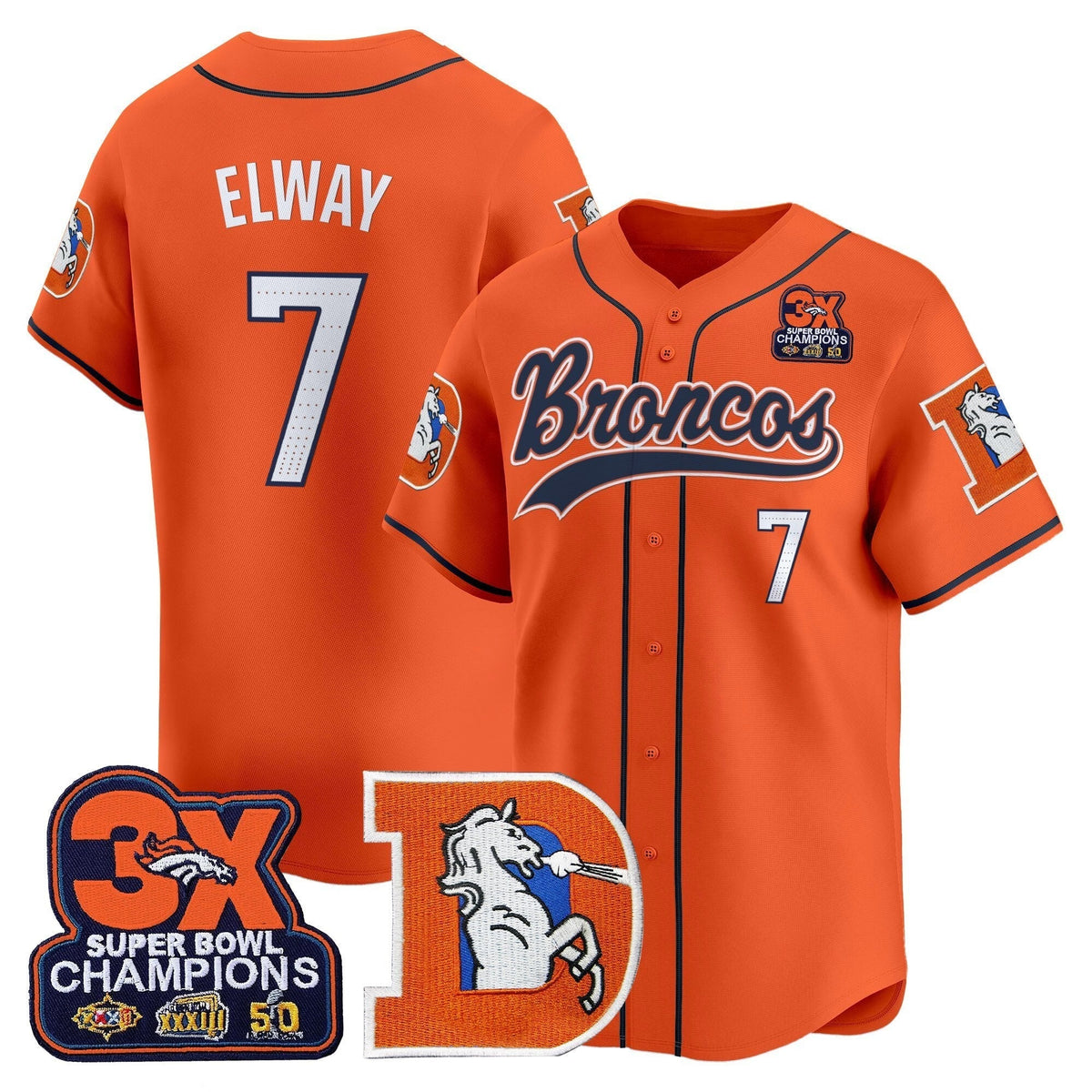 DEN Throwback Vapor Baseball Jersey - All Stitched - image 2