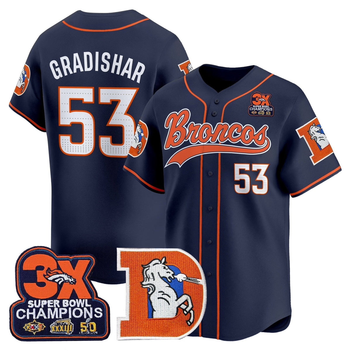 DEN Throwback Vapor Baseball Jersey - All Stitched - image 23