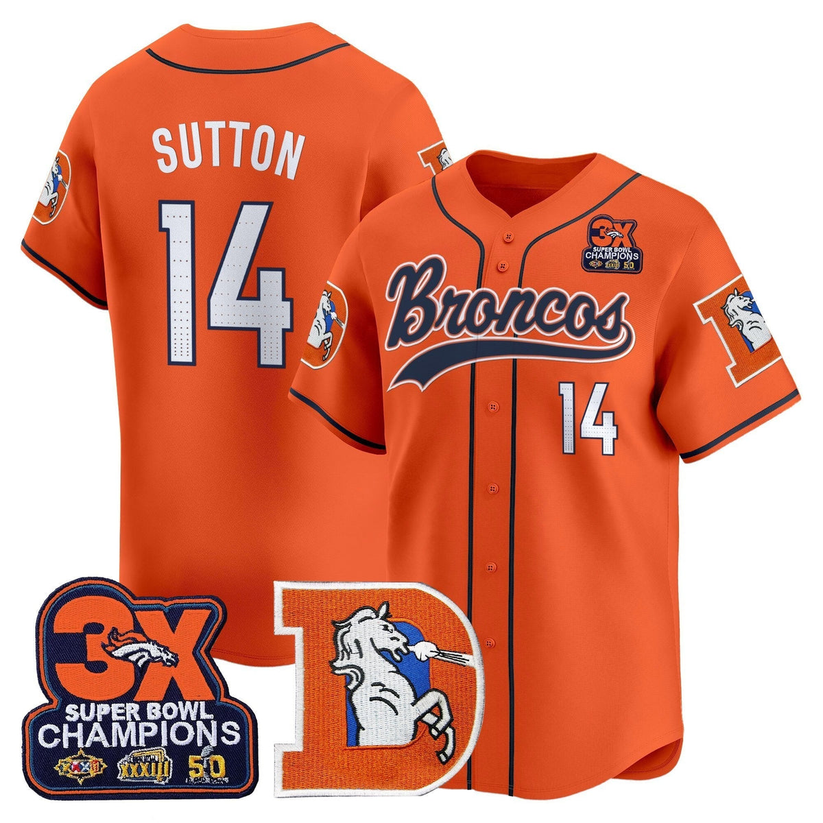 DEN Throwback Vapor Baseball Jersey - All Stitched - image 5