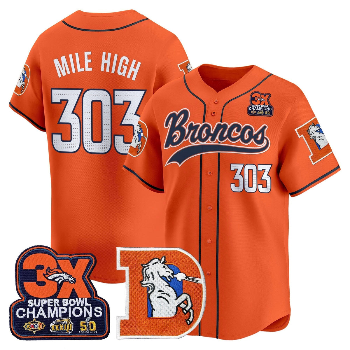 DEN Throwback Vapor Baseball Jersey - All Stitched - image 3
