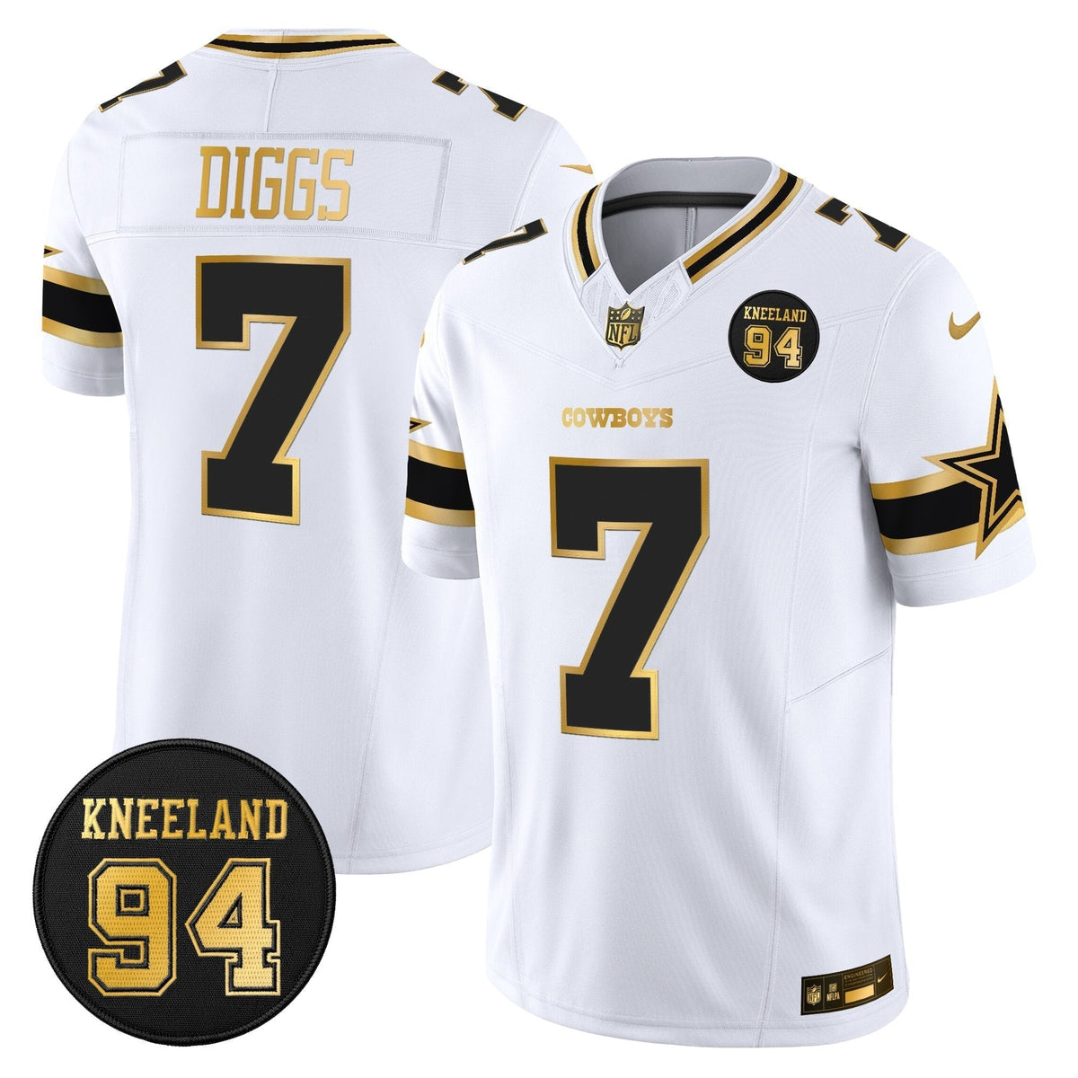 DAL #94 Marshawn Kneeland Memorial Patch Gold Vapor Limited Jersey - image 14