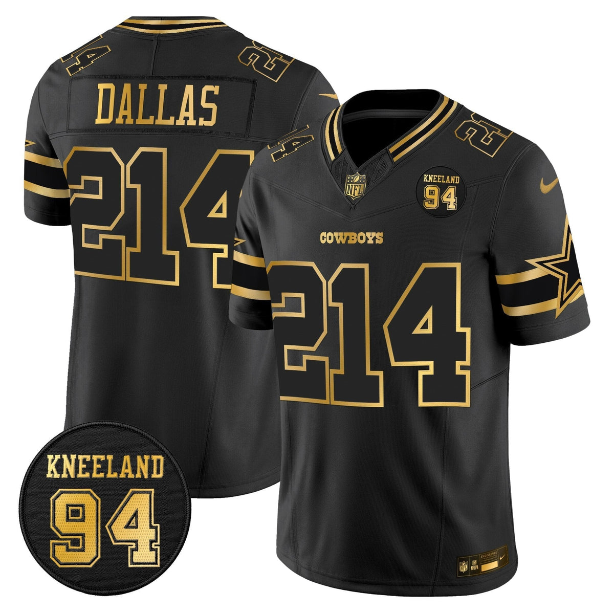 DAL #94 Marshawn Kneeland Memorial Patch Gold Vapor Limited Jersey - image 2