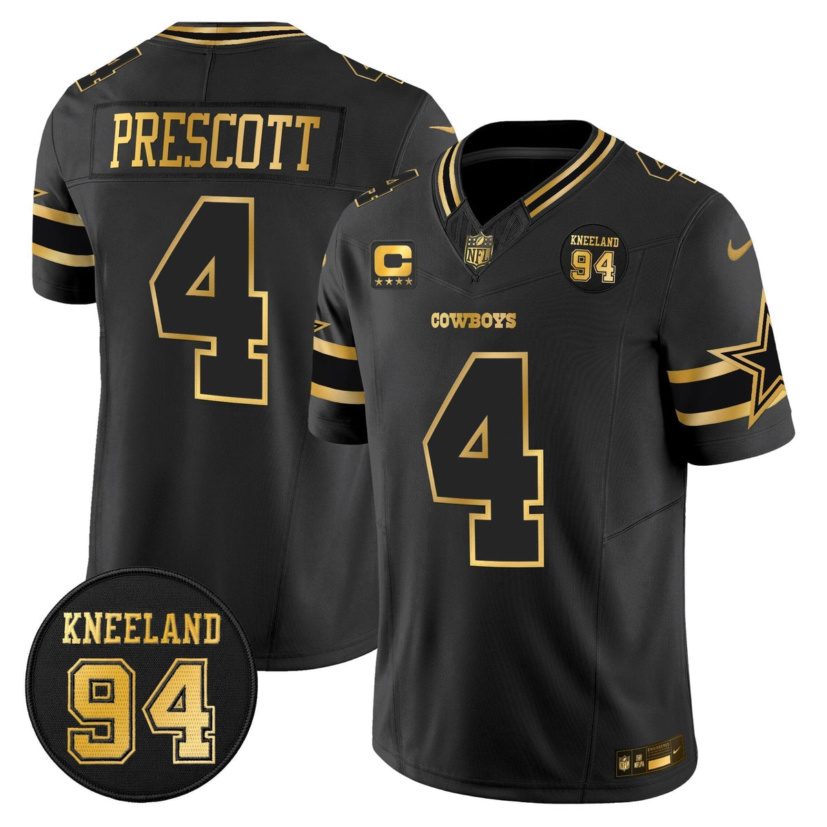 DAL #94 Marshawn Kneeland Memorial Patch Gold Vapor Limited Jersey - image 5