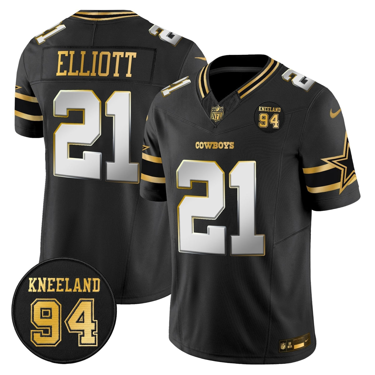 DAL #94 Marshawn Kneeland Memorial Patch Gold Vapor Limited Jersey - image 28