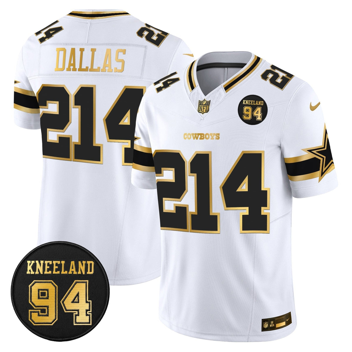 DAL #94 Marshawn Kneeland Memorial Patch Gold Vapor Limited Jersey - image 12