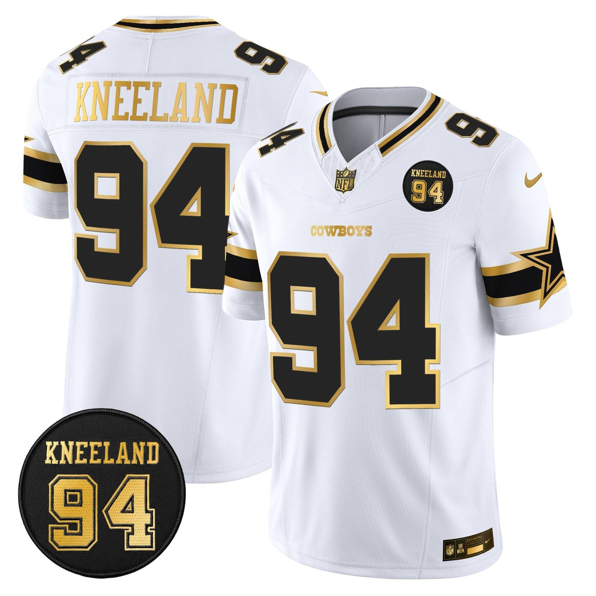 DAL #94 Marshawn Kneeland Memorial Patch Gold Vapor Limited Jersey - image 11