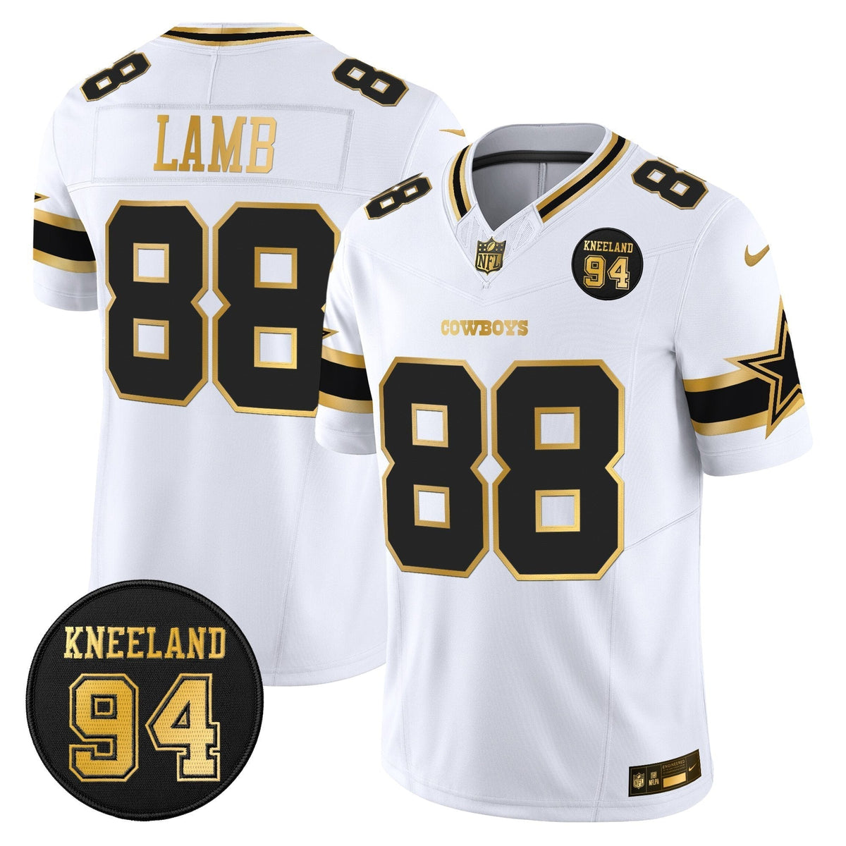 DAL #94 Marshawn Kneeland Memorial Patch Gold Vapor Limited Jersey - image 13