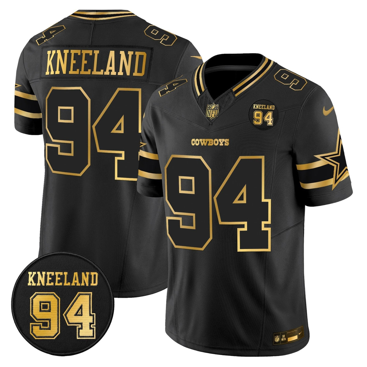 DAL #94 Marshawn Kneeland Memorial Patch Gold Vapor Limited Jersey - image 1