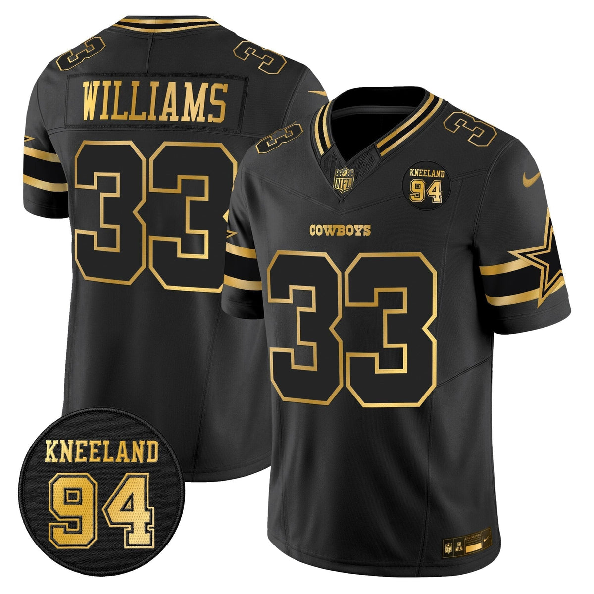 DAL #94 Marshawn Kneeland Memorial Patch Gold Vapor Limited Jersey - image 6