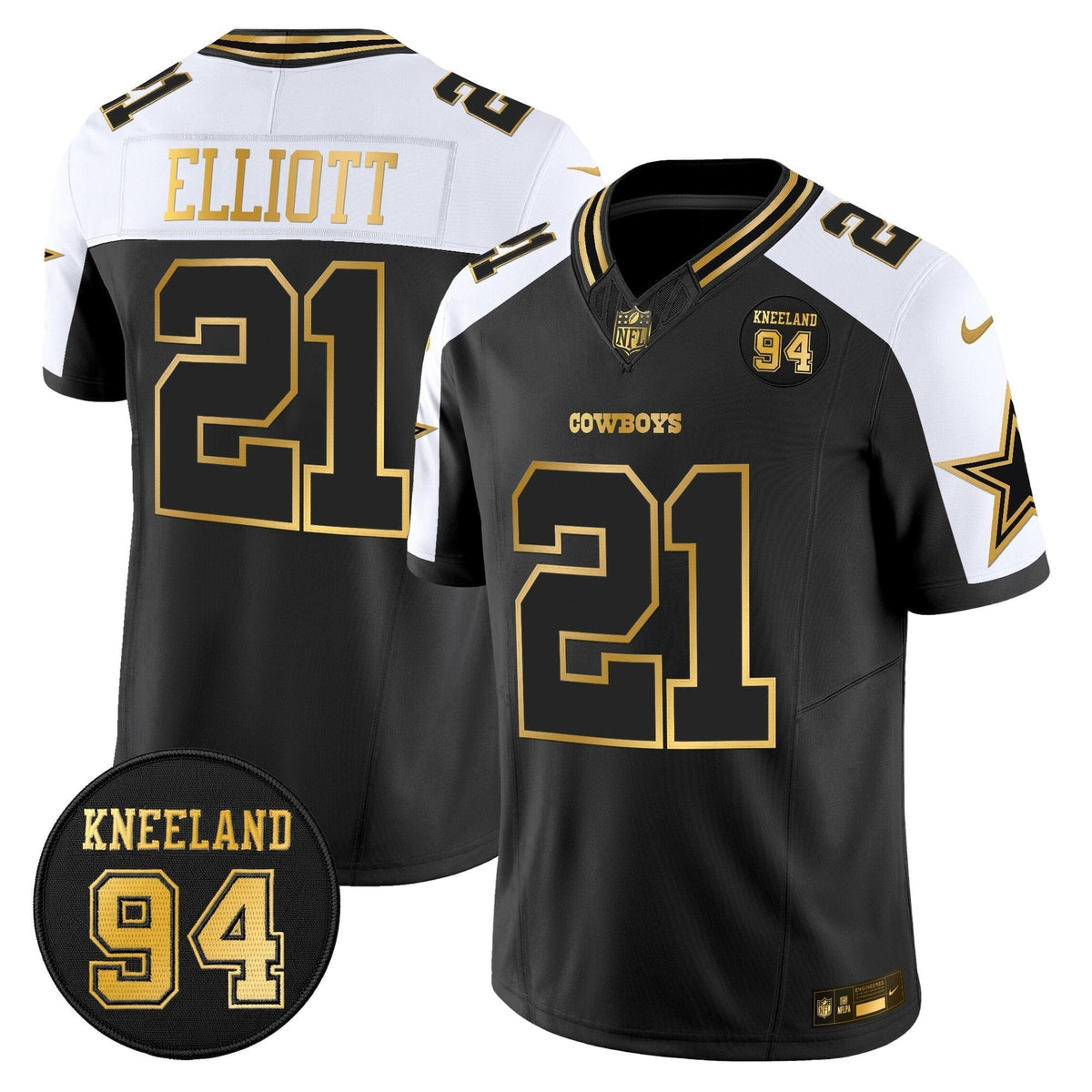 DAL #94 Marshawn Kneeland Memorial Patch Gold Vapor Limited Jersey - image 38