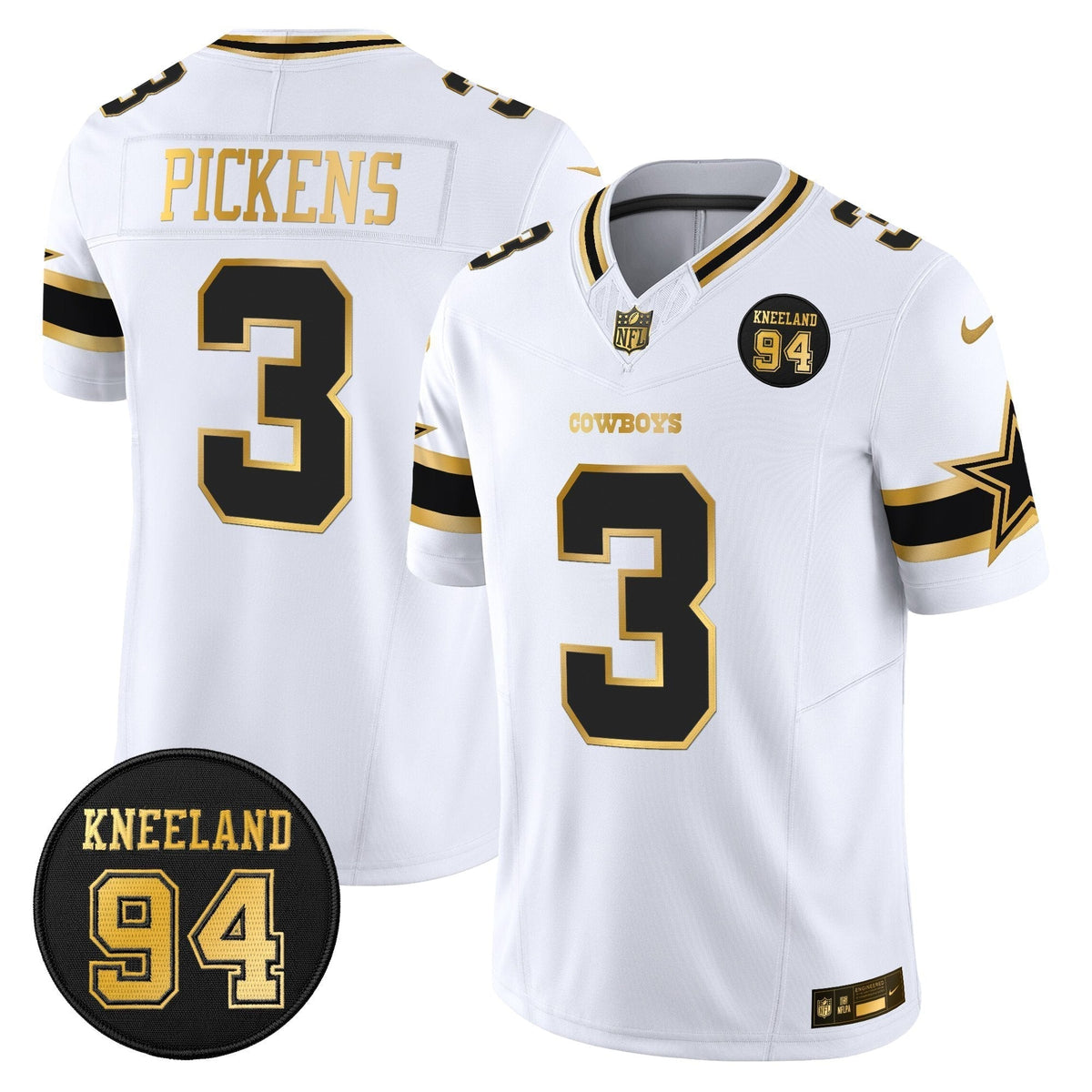 DAL #94 Marshawn Kneeland Memorial Patch Gold Vapor Limited Jersey - image 17
