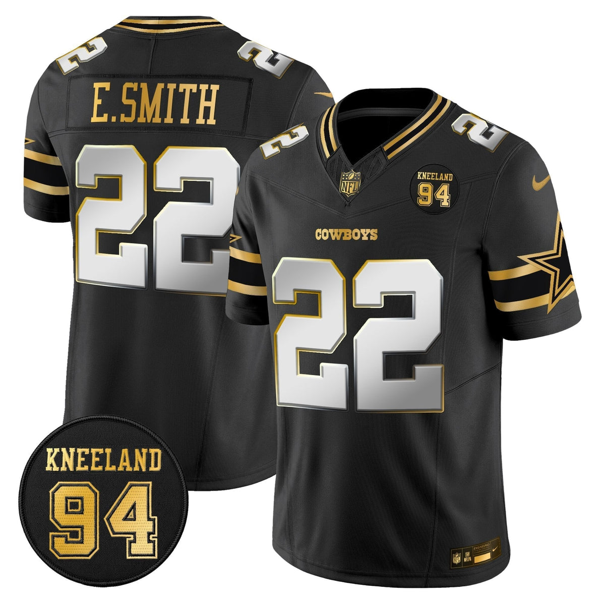 DAL #94 Marshawn Kneeland Memorial Patch Gold Vapor Limited Jersey - image 30
