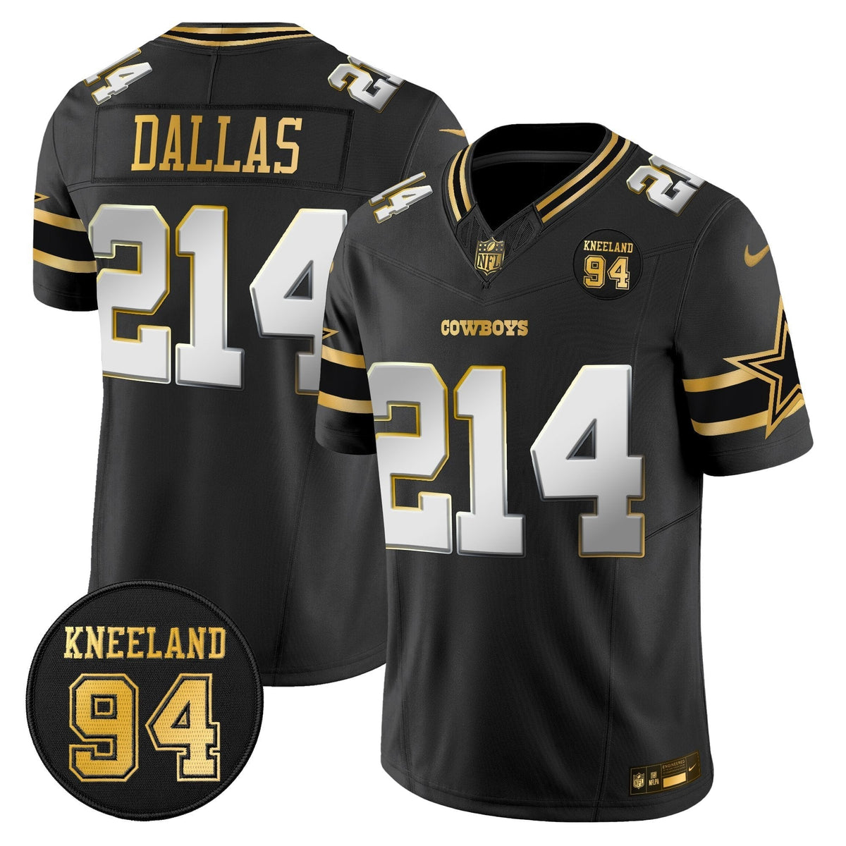 DAL #94 Marshawn Kneeland Memorial Patch Gold Vapor Limited Jersey - image 22