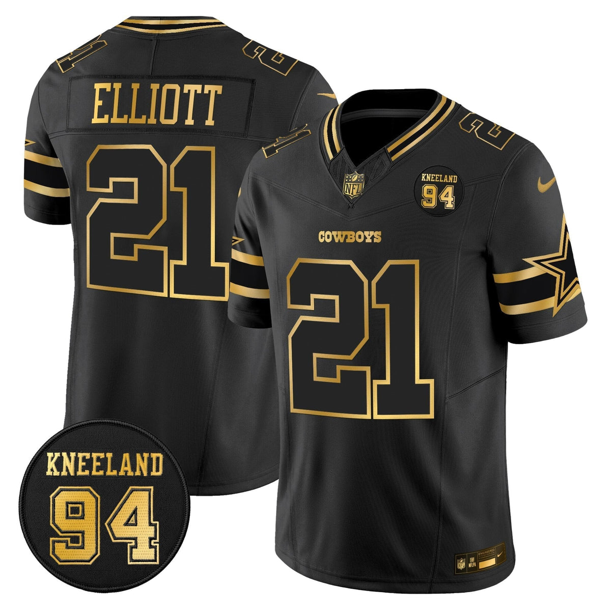 DAL #94 Marshawn Kneeland Memorial Patch Gold Vapor Limited Jersey - image 8