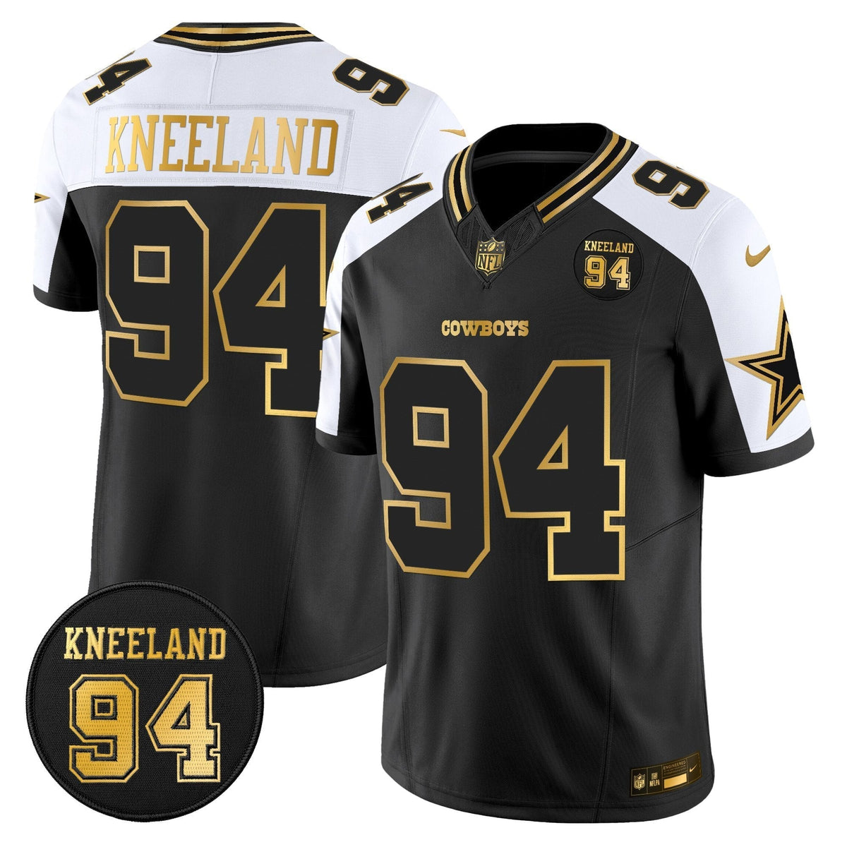 DAL #94 Marshawn Kneeland Memorial Patch Gold Vapor Limited Jersey - image 31