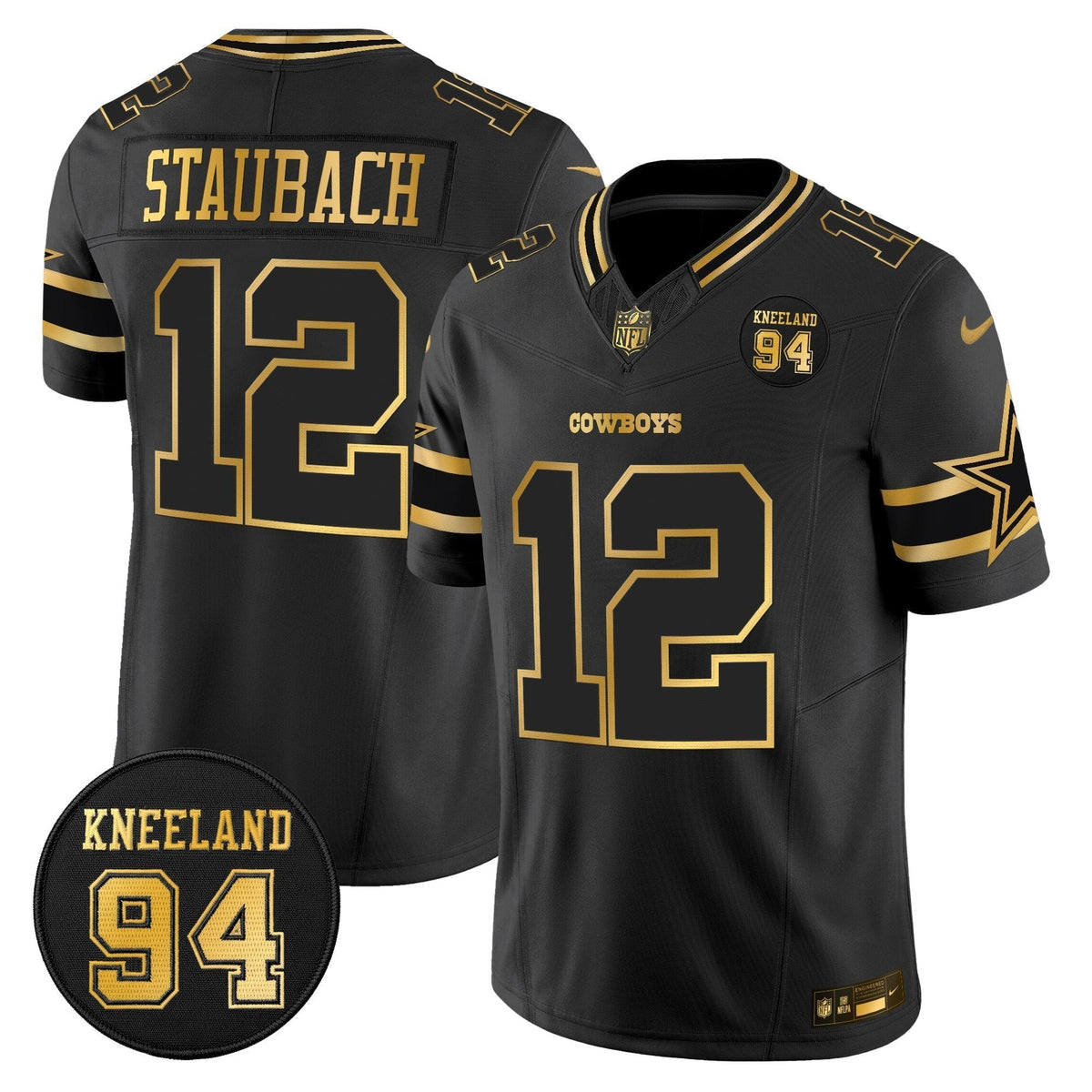 DAL #94 Marshawn Kneeland Memorial Patch Gold Vapor Limited Jersey - image 9