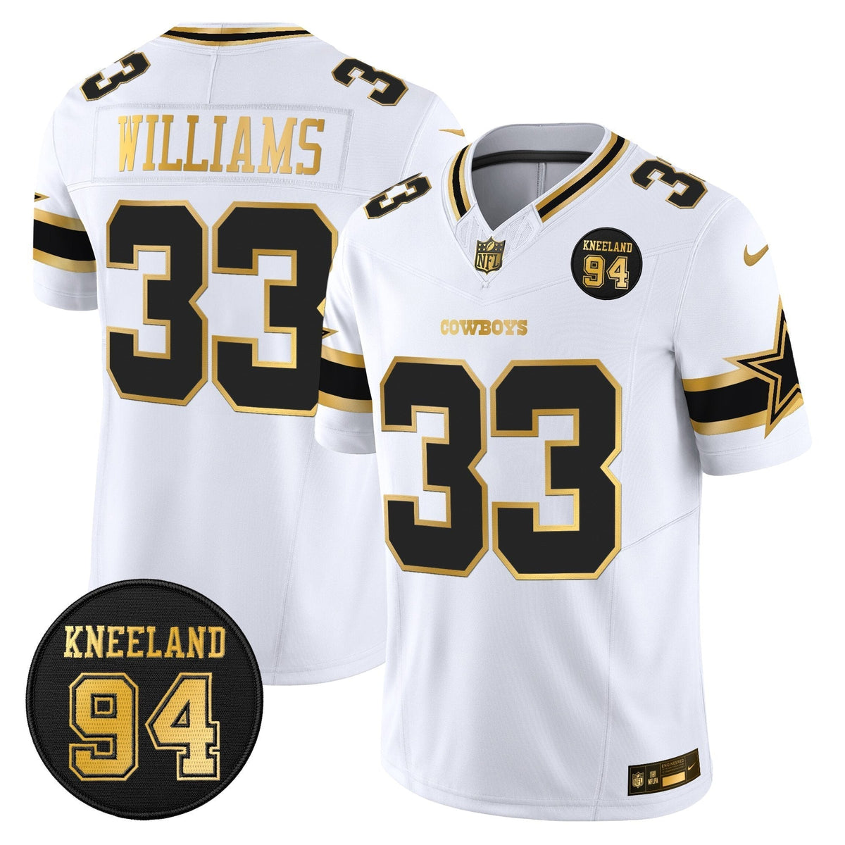 DAL #94 Marshawn Kneeland Memorial Patch Gold Vapor Limited Jersey - image 16