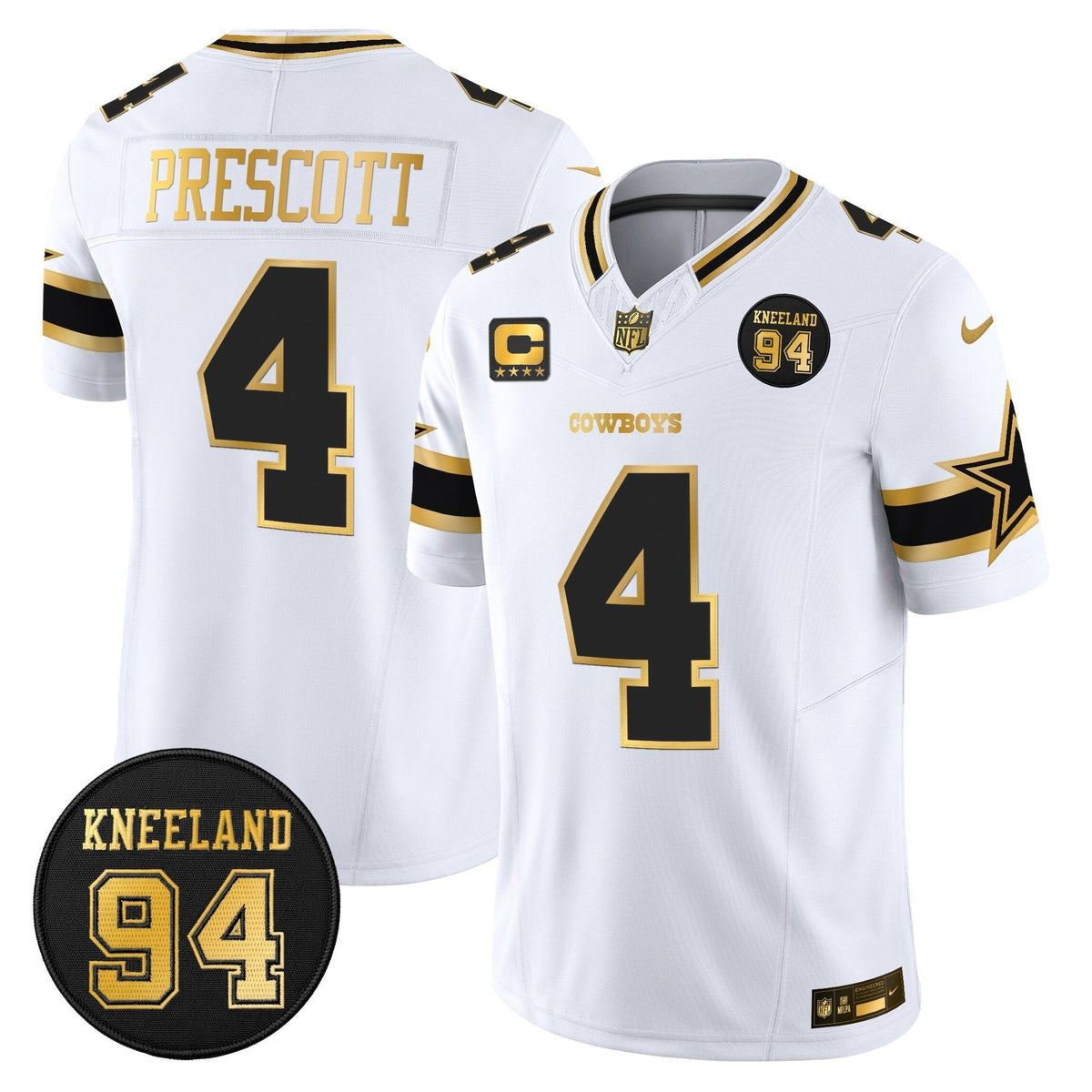 DAL #94 Marshawn Kneeland Memorial Patch Gold Vapor Limited Jersey - image 15
