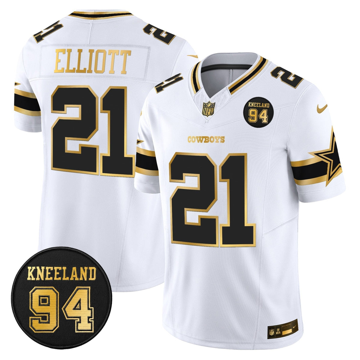 DAL #94 Marshawn Kneeland Memorial Patch Gold Vapor Limited Jersey - image 18