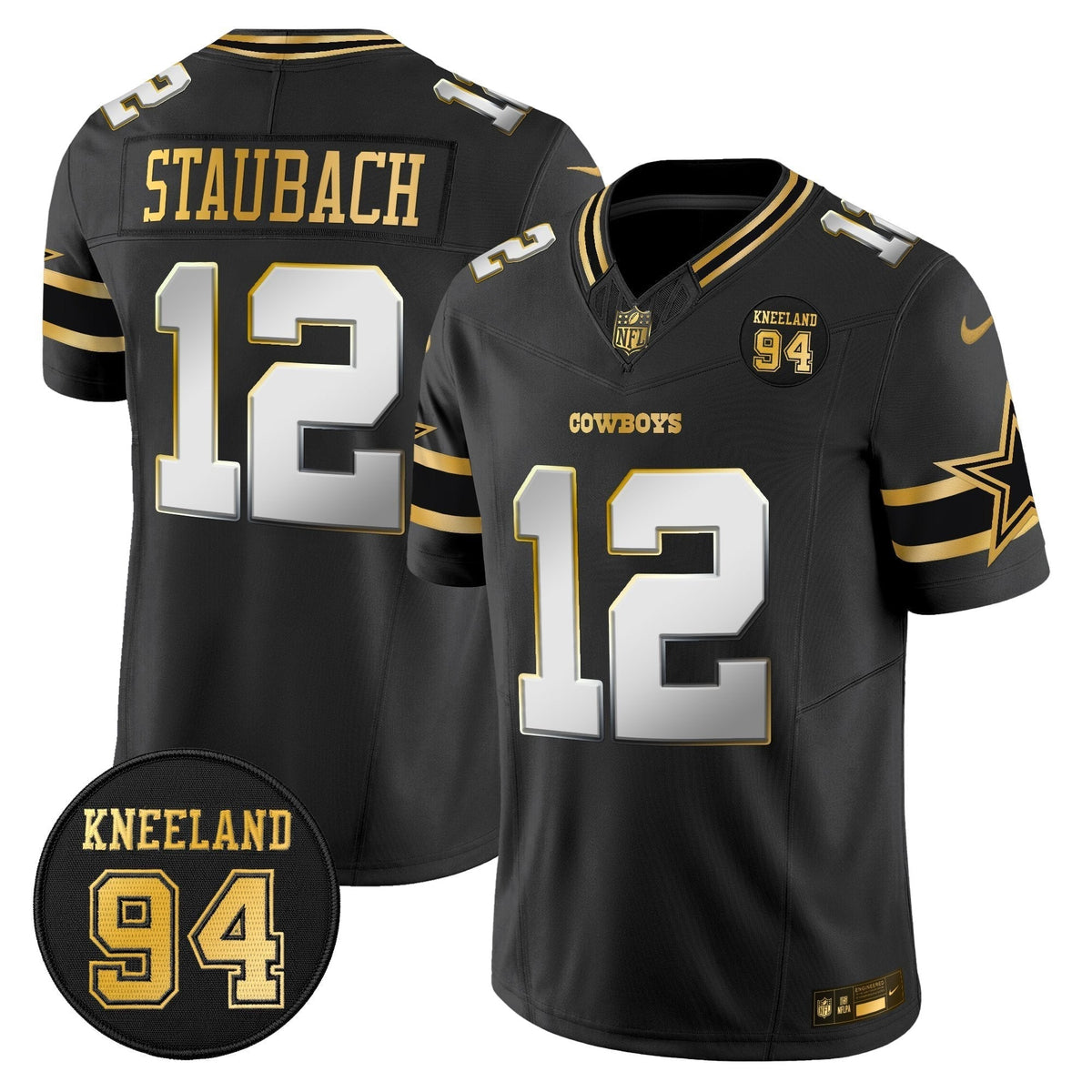 DAL #94 Marshawn Kneeland Memorial Patch Gold Vapor Limited Jersey - image 29