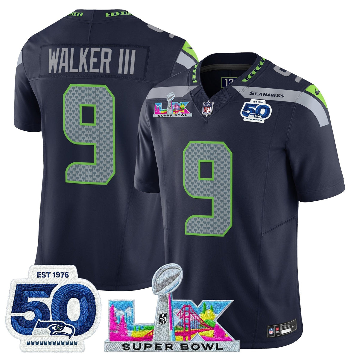 SEA "Super Bowl LX & 50th Patch" Vapor Limited Jersey - image 14