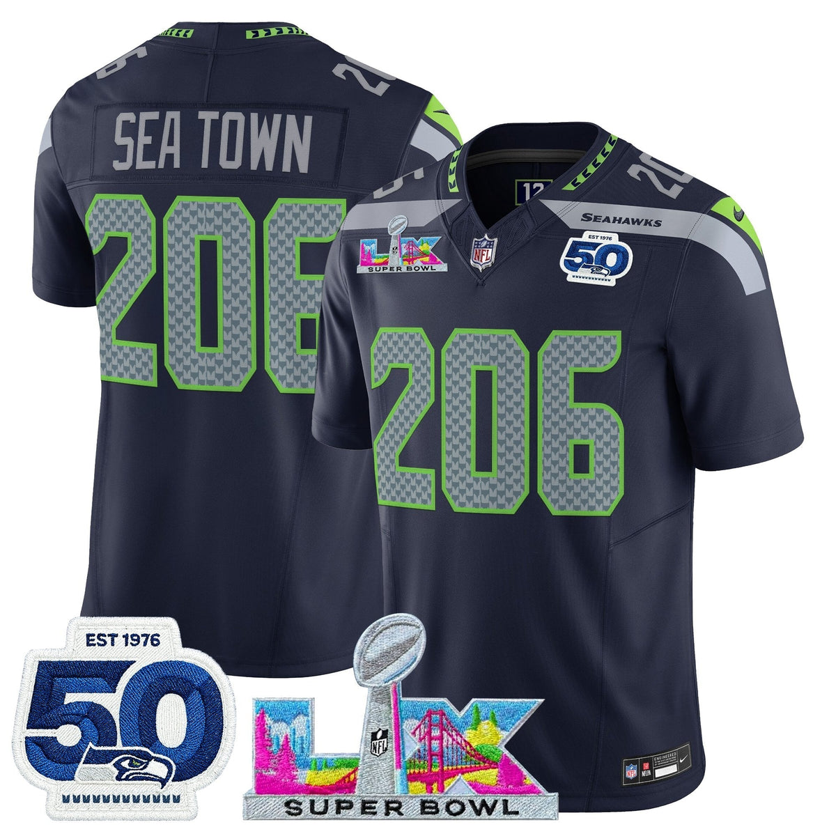 SEA "Super Bowl LX & 50th Patch" Vapor Limited Jersey - image 10
