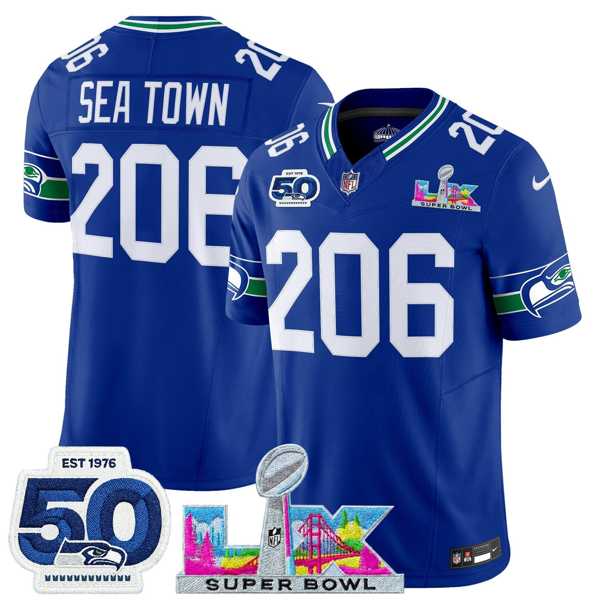 SEA "Super Bowl LX & 50th Patch" Vapor Limited Jersey - image 2