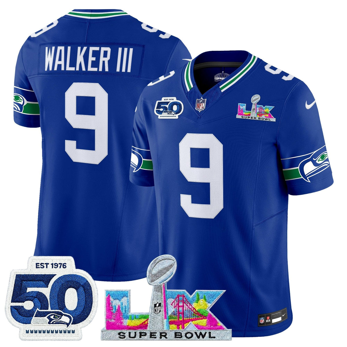 SEA "Super Bowl LX & 50th Patch" Vapor Limited Jersey - image 6