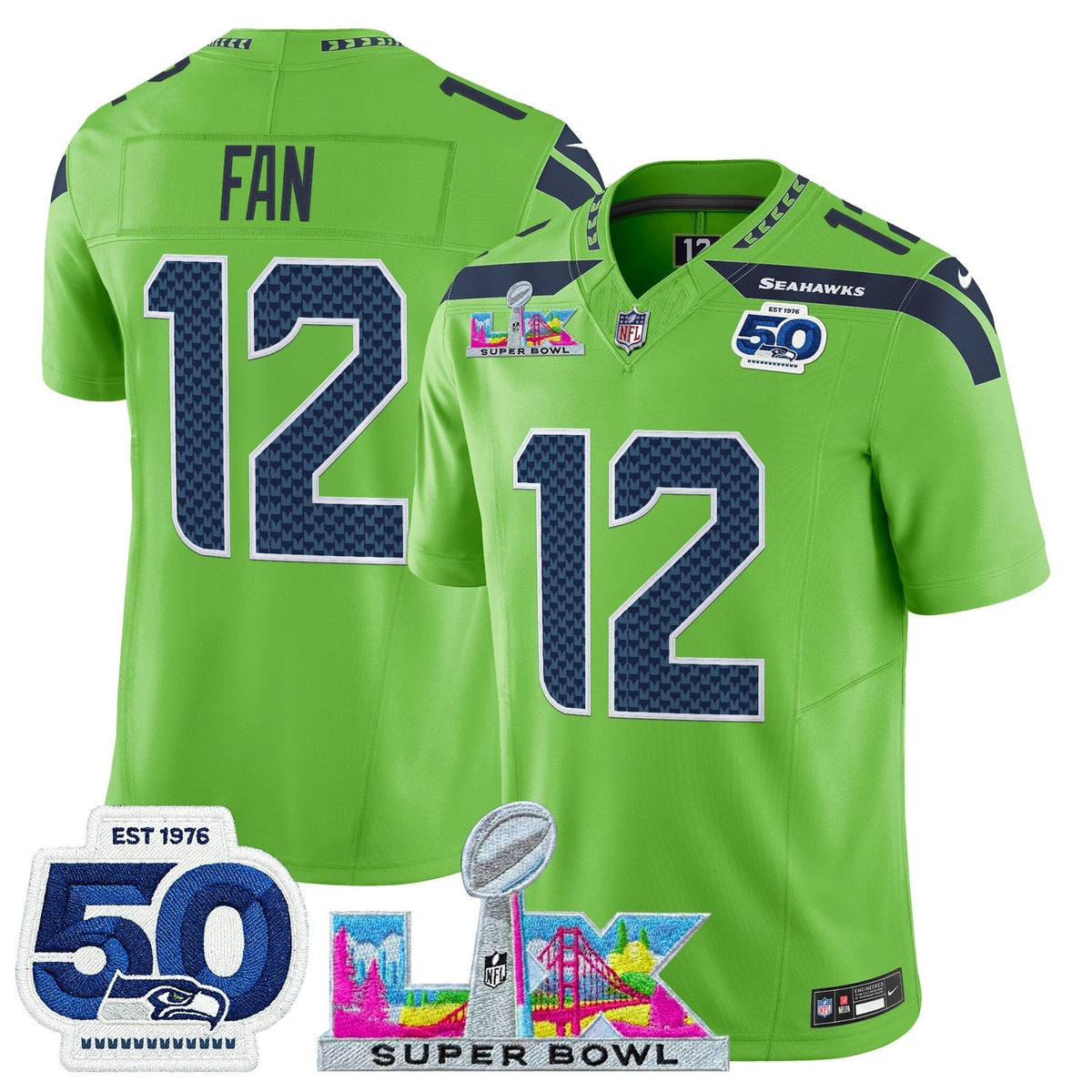 SEA "Super Bowl LX & 50th Patch" Vapor Limited Jersey - image 32