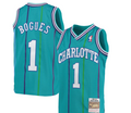 Charlotte Hornets Muggsy Bogues 1992-93 Mitchell & Ness Teal Basketball Jersey - image 1