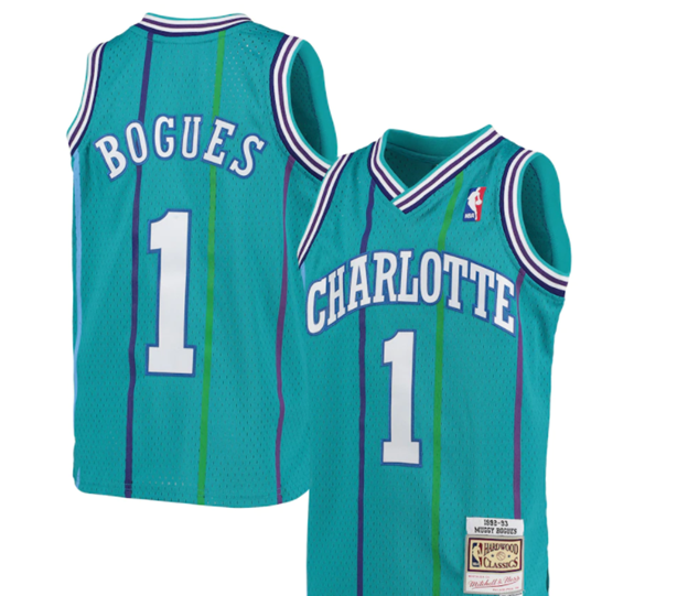 Charlotte Hornets Muggsy Bogues 1992-93 Mitchell & Ness Teal Basketball Jersey - image 1
