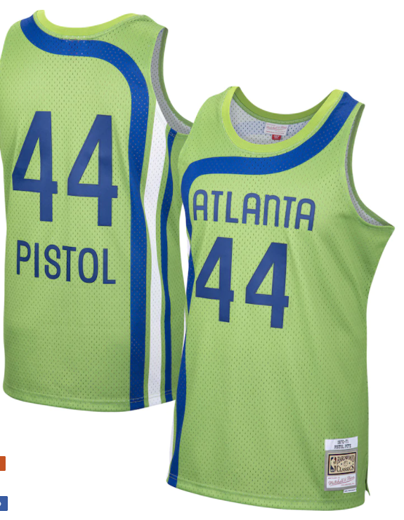 Atlanta Hawks Pete "Pistol" Maravich 1970/71 Mitchell & Ness Green Basketball Jersey - image 1