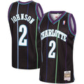 Men's Charlotte Hornets Larry Johnson Mitchell & Ness 1992-93 Hardwood Classics Reload 2.0 Swingman Jersey-Black - image 1