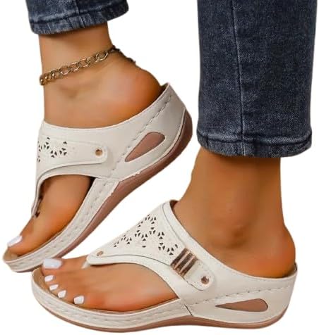 Buckle-Accent Thong Wedge Sandals — view 53