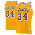 Men's Los Angeles Lakers Shaquille O'Neal Mitchell & Ness Gold 1996-97 Hardwood Classics Swingman Jersey - image 1