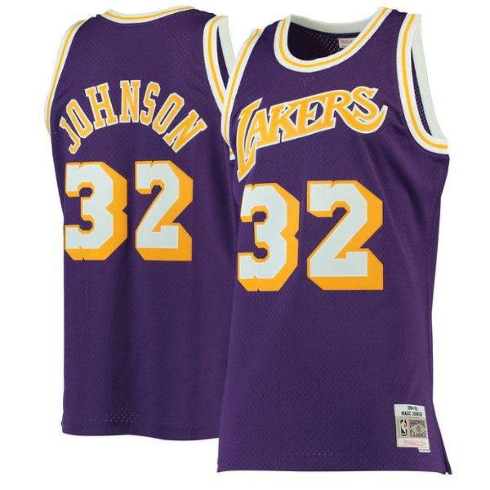 Men's Los Angeles Lakers Magic Johnson Mitchell & Ness Purple 1984-85 Hardwood Classics Swingman Jersey - image 1