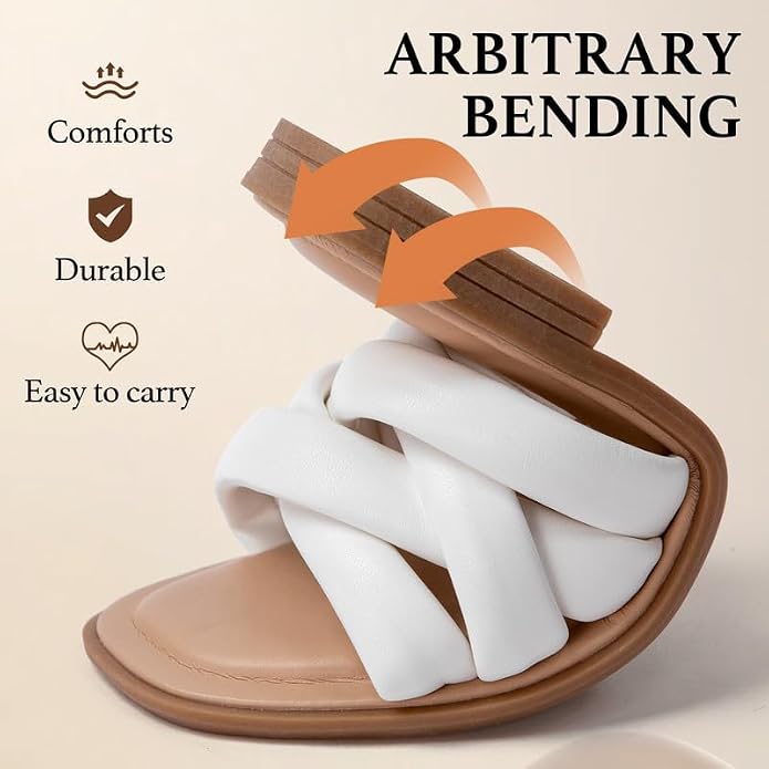 White Braided Open-Toe Slide Sandals — view 3
