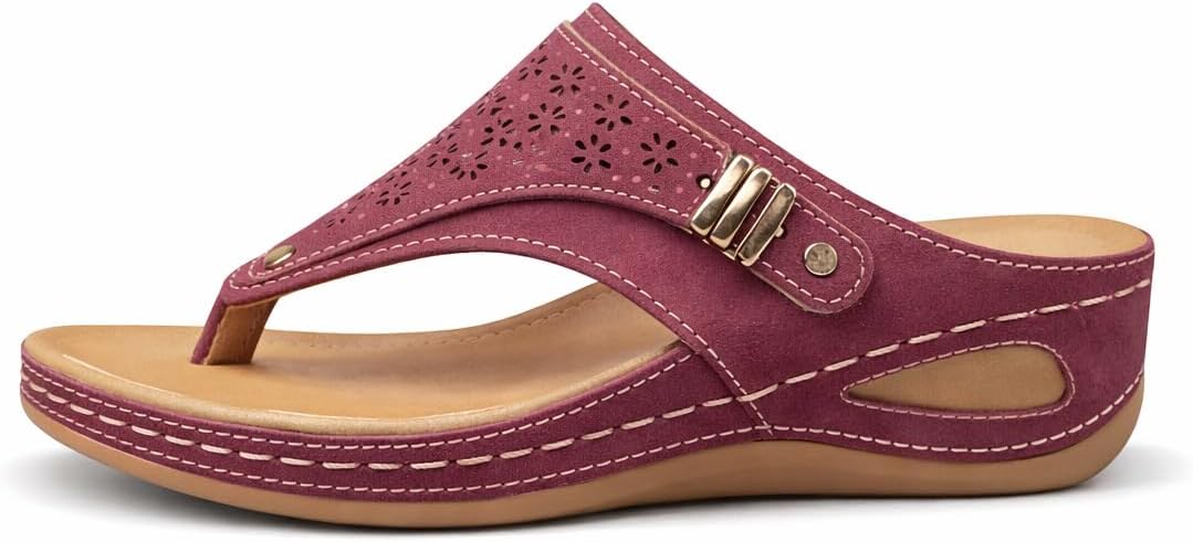 Buckle-Accent Thong Wedge Sandals — view 23