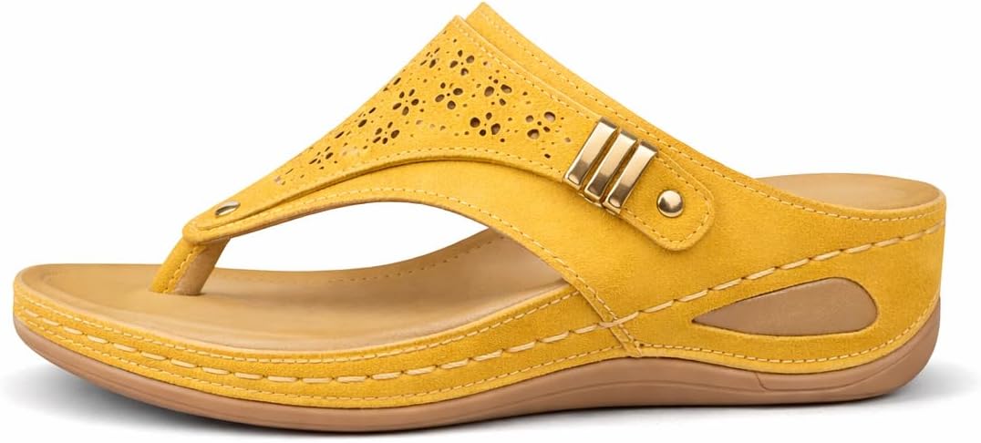 Buckle-Accent Thong Wedge Sandals — view 54