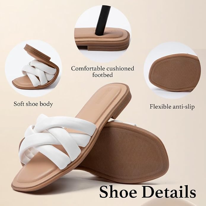 White Braided Open-Toe Slide Sandals — view 5