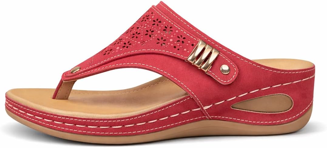 Buckle-Accent Thong Wedge Sandals — view 18