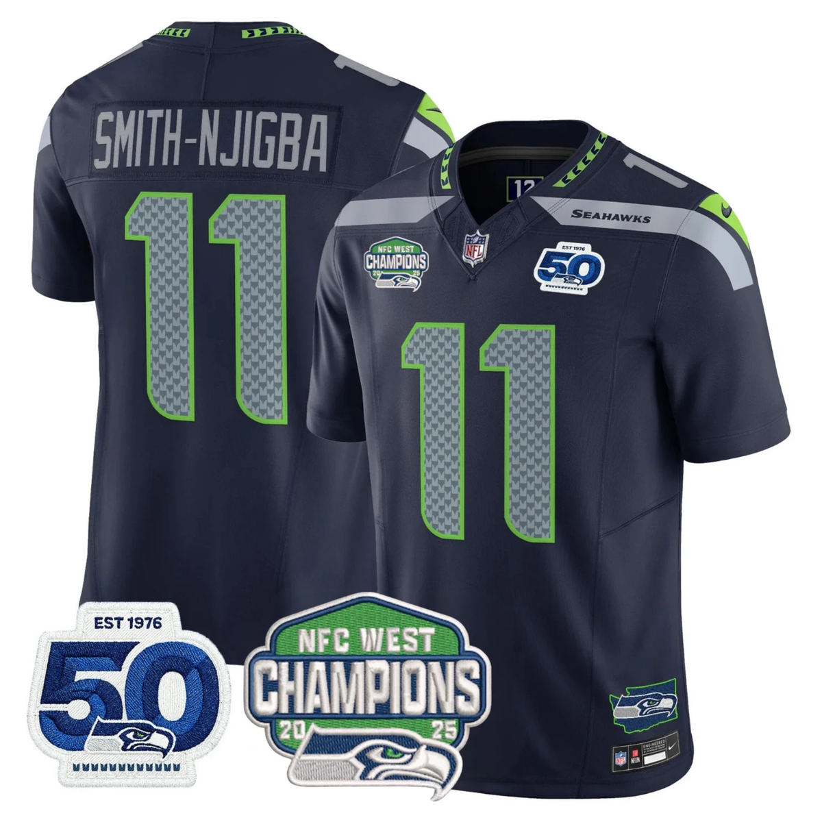 SEA 50th & NFC West Champions Patch Vapor Limited Jersey - image 1
