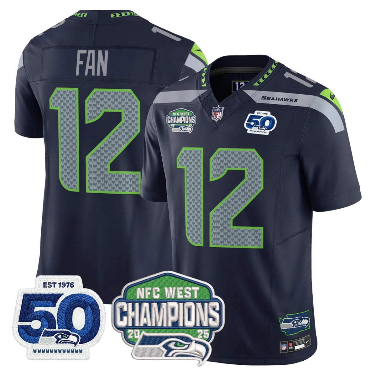 SEA 50th & NFC West Champions Patch Vapor Limited Jersey - image 8