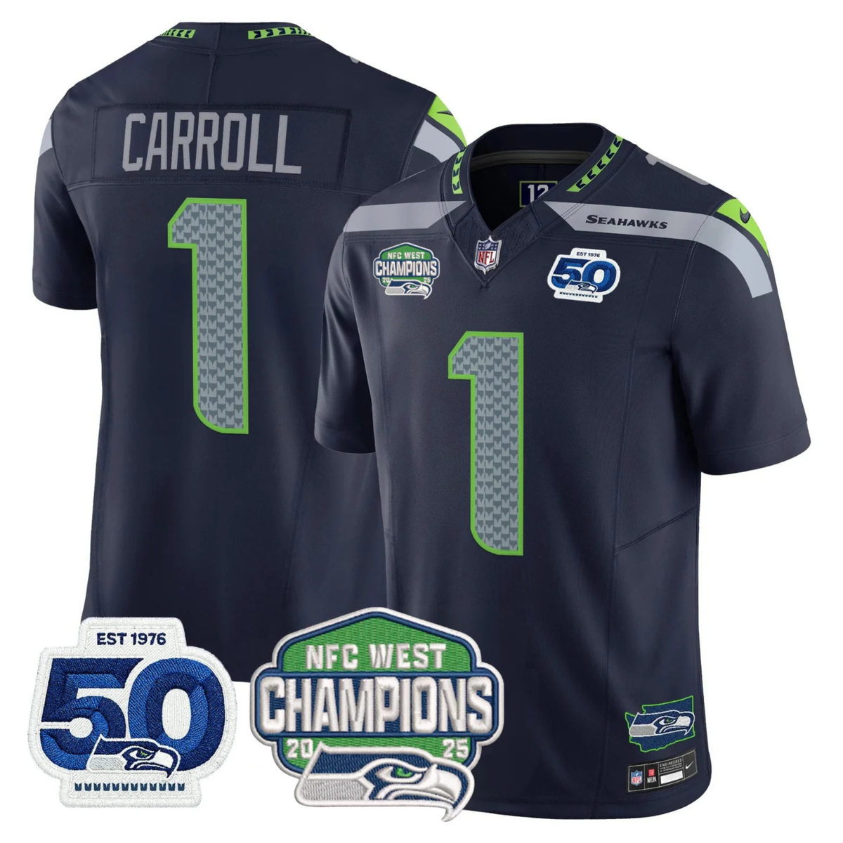 SEA 50th & NFC West Champions Patch Vapor Limited Jersey - image 4