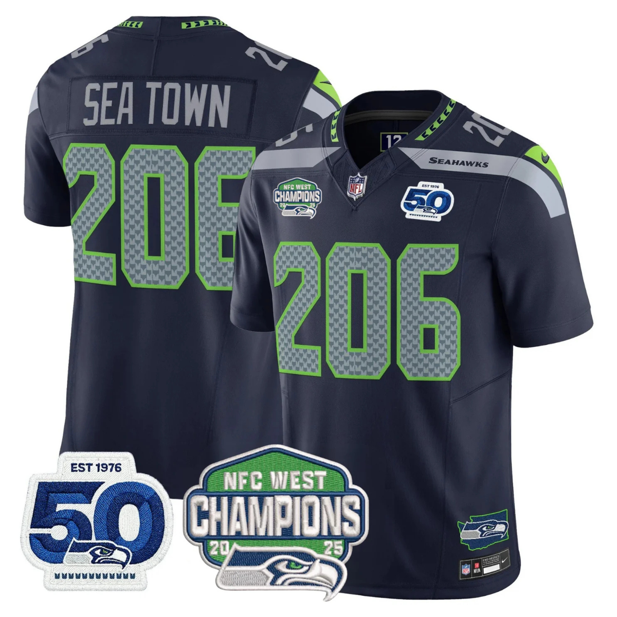 SEA 50th & NFC West Champions Patch Vapor Limited Jersey - image 2