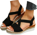 Cross-Strap Espadrille Wedge Sandals — view 1
