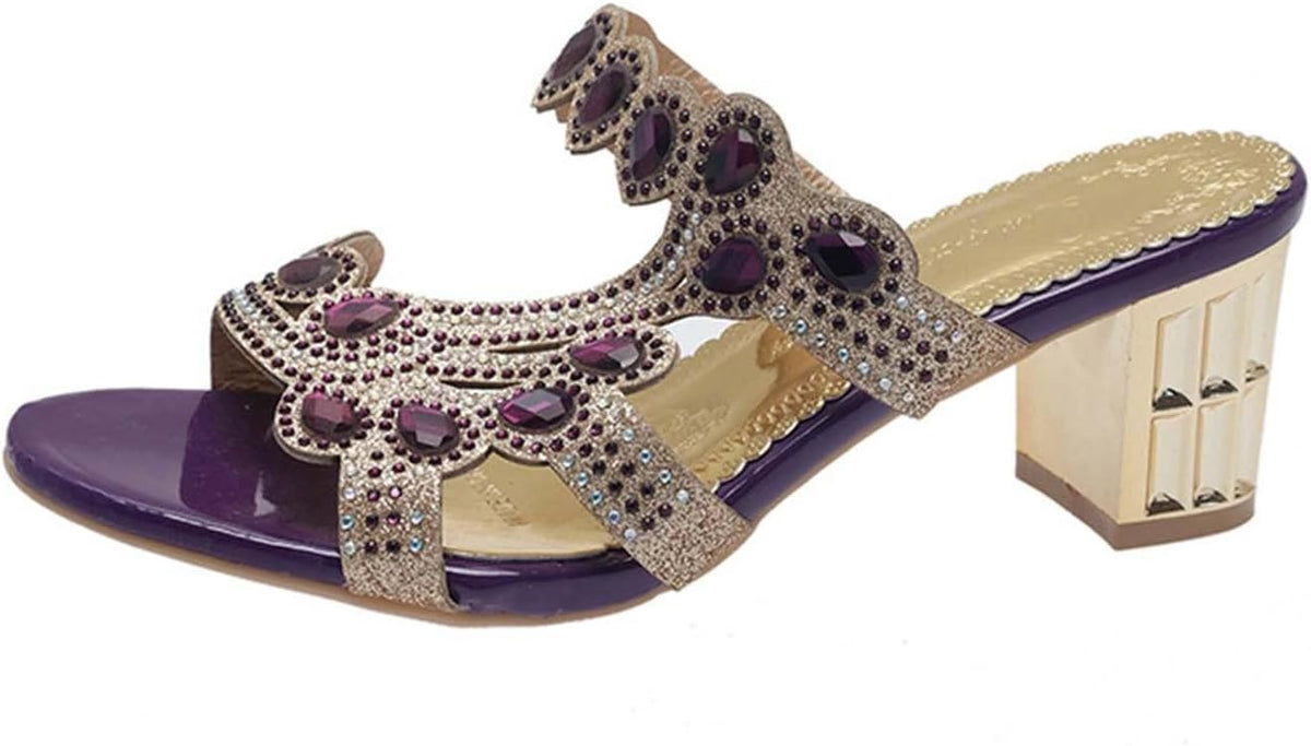Jeweled Cutout Block-Heel Slides — view 21