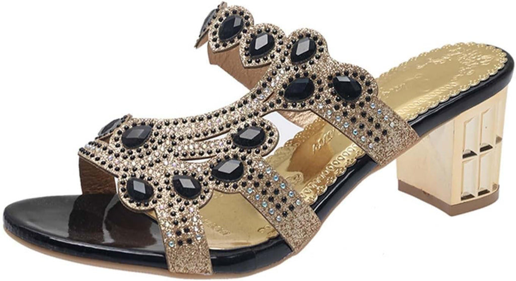 Jeweled Cutout Block-Heel Slides — view 6