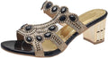 Jeweled Cutout Block-Heel Slides — view 6