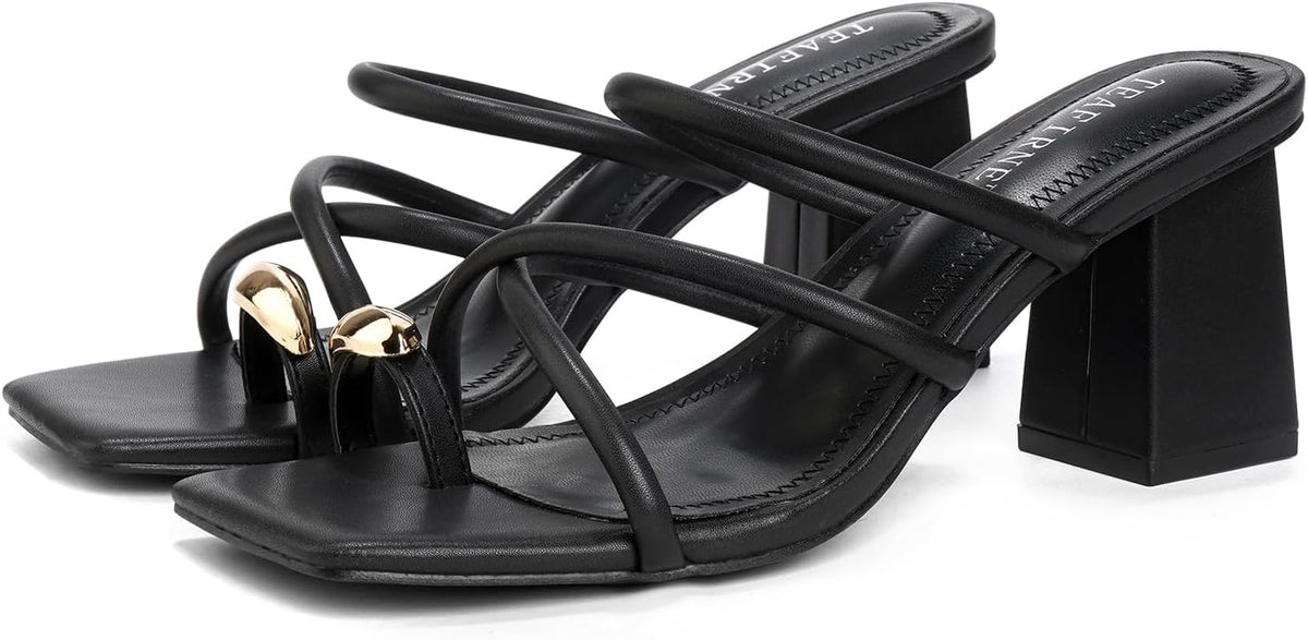 Square-Toe Thong Block-Heel Sandals — view 5